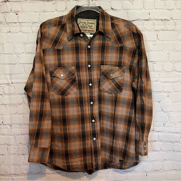 Jesse James Work Wear West Coast Choppers Plaid Long Sleeve size Large - Picture 1 of 11